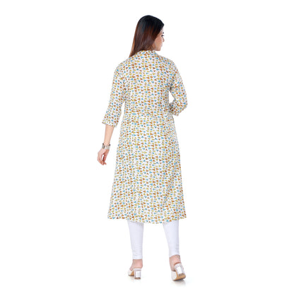 Geometric Print Kurta in shades of Beige and Brown