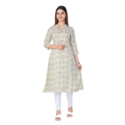 Geometric Print Kurta in shades of Beige and Brown