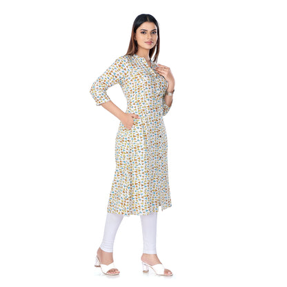 Geometric Print Kurta in shades of Beige and Brown